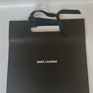 Saint Laurent Black Paper Shopping Bag with Ribbon Handles